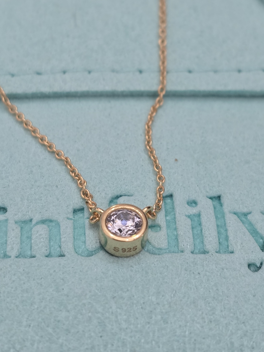 Mint And Lily 18k Gold Over 925 Bezel Necklace with Clear Solitaire Crystal